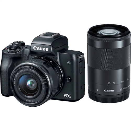 Canon EOS M50 Mirrorless Digital Camera with 15-45mm and 55-200mm Lenses (Black) 4K Video