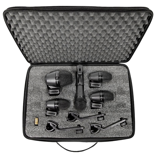 Shure PGADRUMKIT5 5-Piece Drum Mic Kit w/ 1-PGA52, 3-PGA56, 1-PGA57, 1-A25D, 3-AP56DM, 5 XLR-XLR Cables